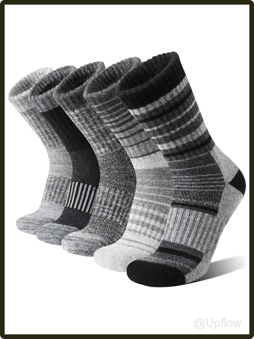 Merino Wool Hiking Socks 5 Pack Thermal Winter Warm Moisture Wicking Cushioned